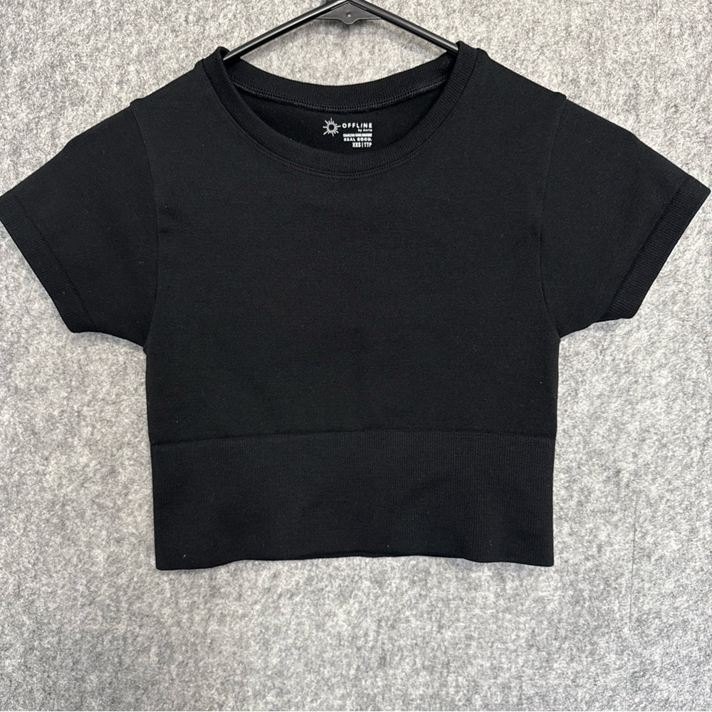 Offline By Aerie Black Medium Crop Top Bodycon Excellent Condition